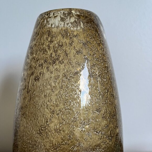 Murano Bubble Glass Vase Oval Shape Yellow Brown Color 10" Tall - Picture 8 of 14